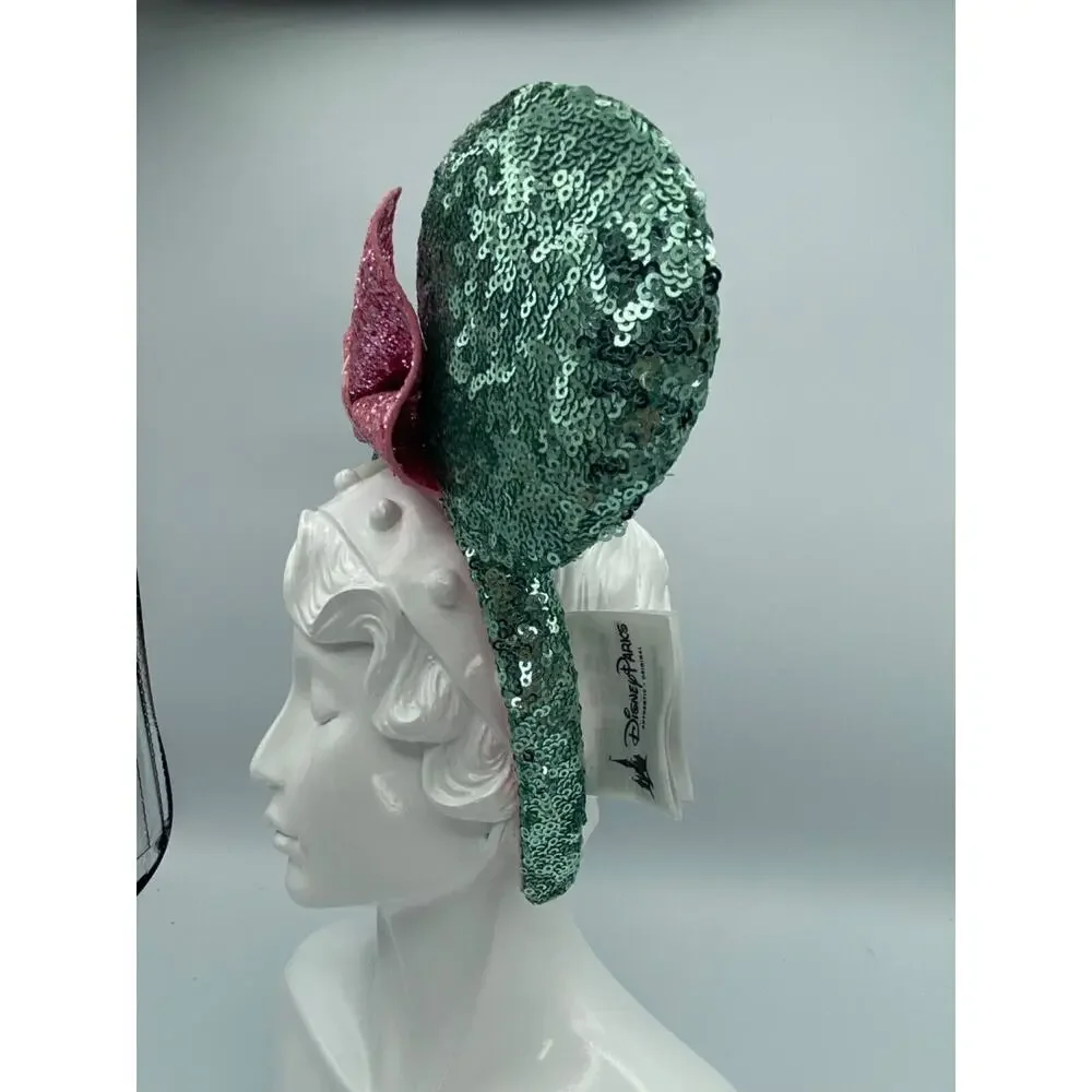 Genuine Disney Park Sequin Mint Green Ears Pink Bow Minnie Mickey Mouse Headband